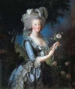 Élisabeth-Louise Vigée-Lebrun (1755-1842), Maria Antonietta à la rose, 1783, olio su tela, 113 x 87 cm, copia dell'originale perduto, Petit Trianon, Château de Versailles. Foto di pubblico dominio