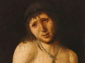 Antonello da Messina, Ecce Homo, recto (1470 circa; tempera su tavola, 20,3 x 14,9 cm)