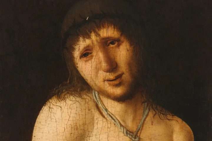 Antonello da Messina, Ecce Homo, recto (1470 circa; tempera su tavola, 20,3 x 14,9 cm)